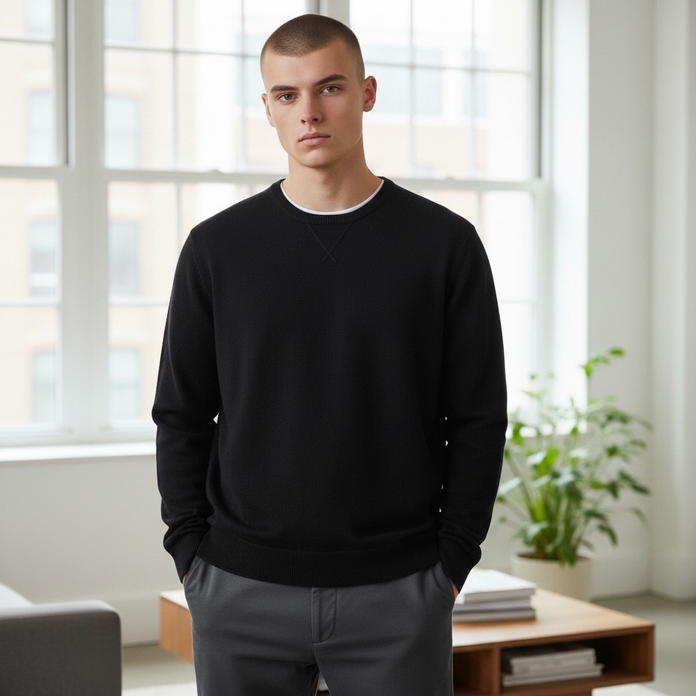 Naked Cashmere Men’s Black Crewneck Cashmere Sweater size Large